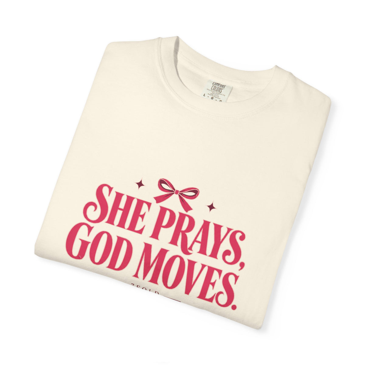 She Prays, God Moves Bow Heavyweight Tee | 7Fold
