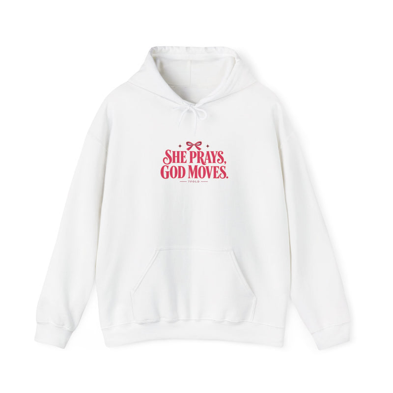 She Prays, God Moves Bow Hoodie | 7Fold